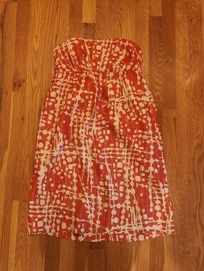 Strapless Shoshanna Silk Coral Gold Dress 6